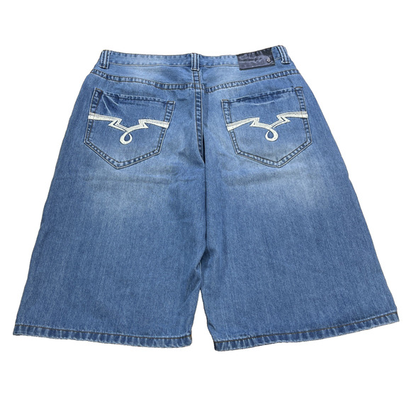 Vintage Ecko Unltd Denim Shorts Jorts Men Size 40 Blue Baggy Y2K Hip Hop Skater - Picture 2 of 15